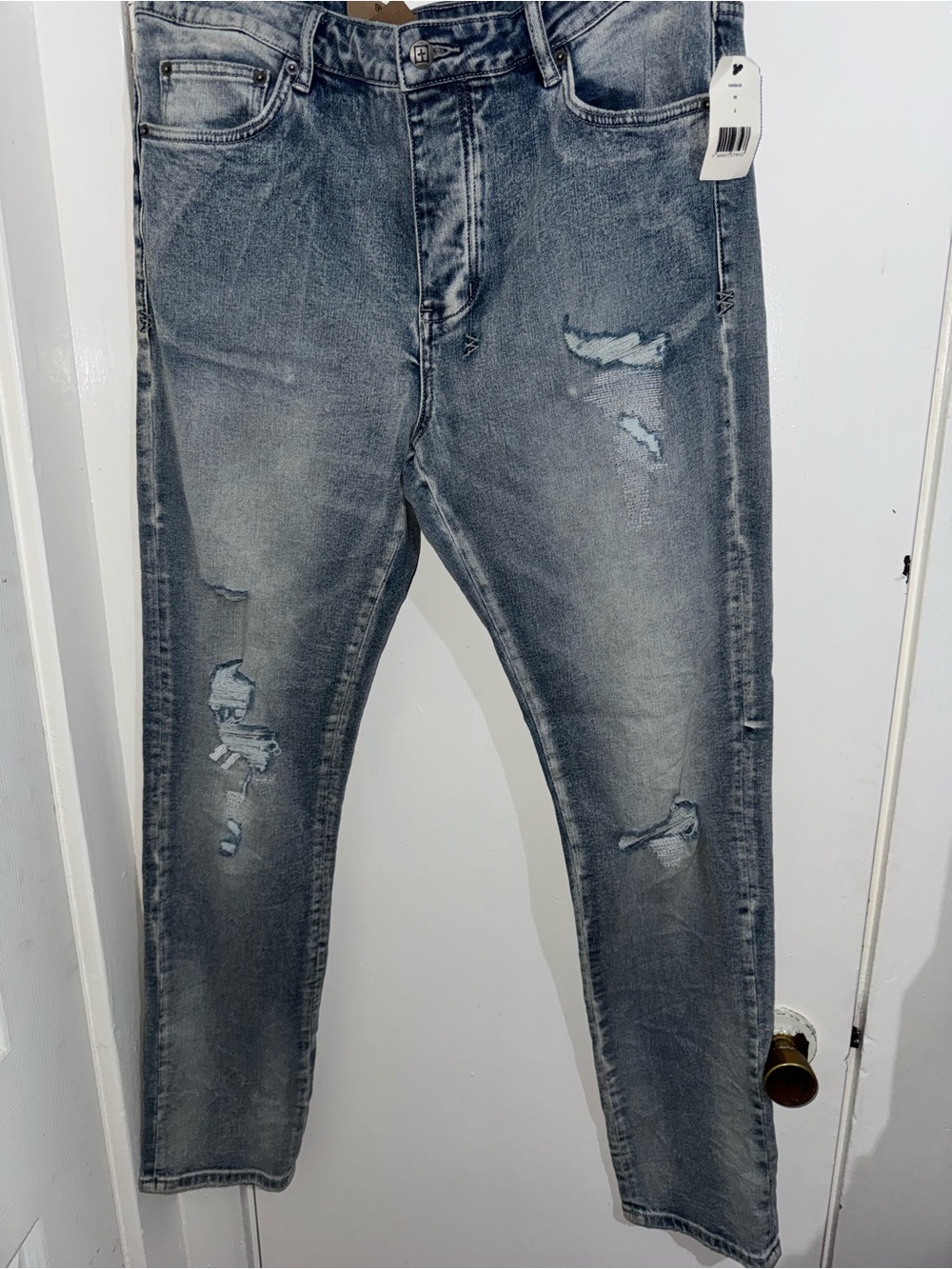 Ksubi Men's Distressed Grey Slim-Straight Jeans